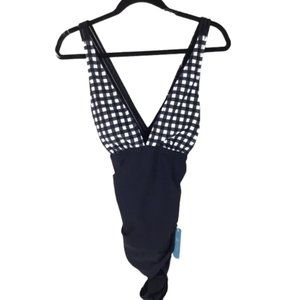 Cupshe One-piece Swimsuit Black White sz XS NEW! BEACH CRUISE SUMMER SPRING